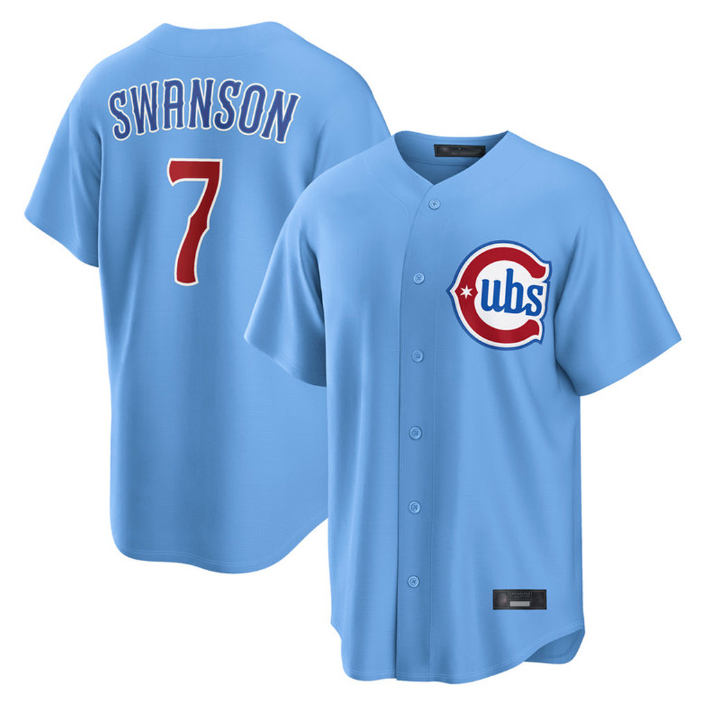 C.Cubs #7 Dansby Swanson Player Light Blue Home Game Hdoa Stitched Jerseys