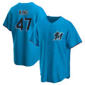 M.Marlins #47 John King Player Blue Home Game Hdoa Stitched Jerseys