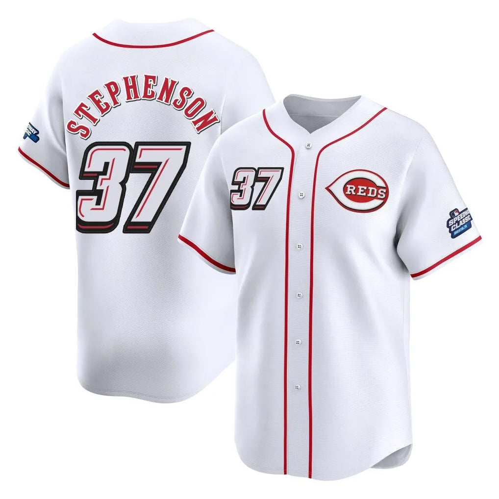 C.Reds #37 Tyler Stephenson Player White Speedway Classic Home Limited Hdoa Stitched Jerseys