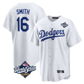 LA.Dodgers #16 Will Smith Player White World Series Game Home Hdoa Stitched Jerseys