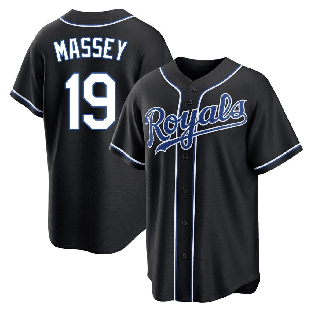 KC.Royals #19 Michael Massey Player Black Carbon Fashion Home Game Hdoa Stitched Jerseys