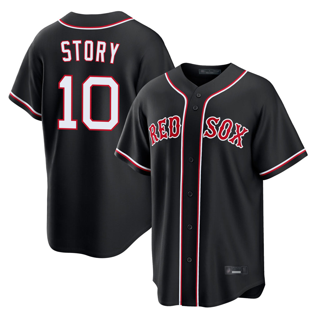 B.Red Sox #10 Trevor Story Player Black Out Home Game Hdoa Stitched Jerseys