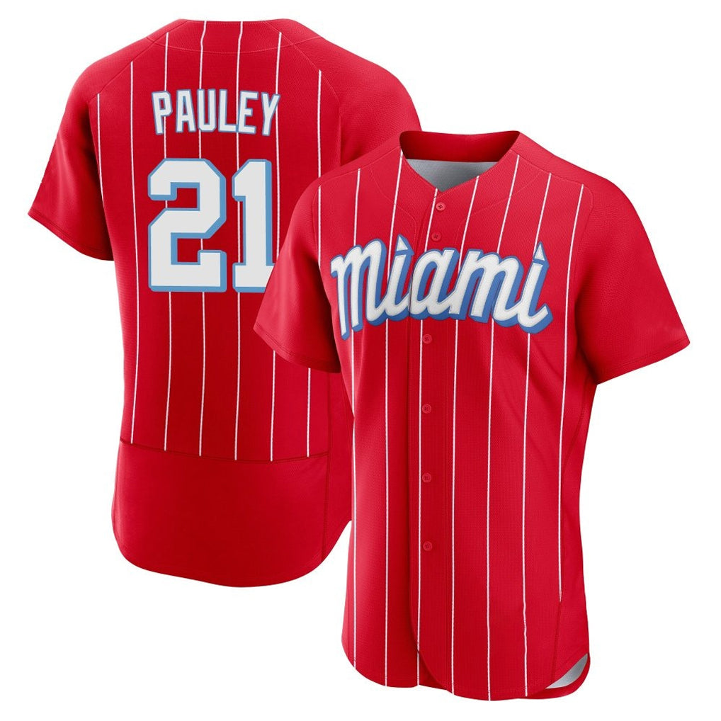 M.Marlins #21 Graham Pauley Player Red City Connect Home Limited Elite Hdoa Stitched Jerseys