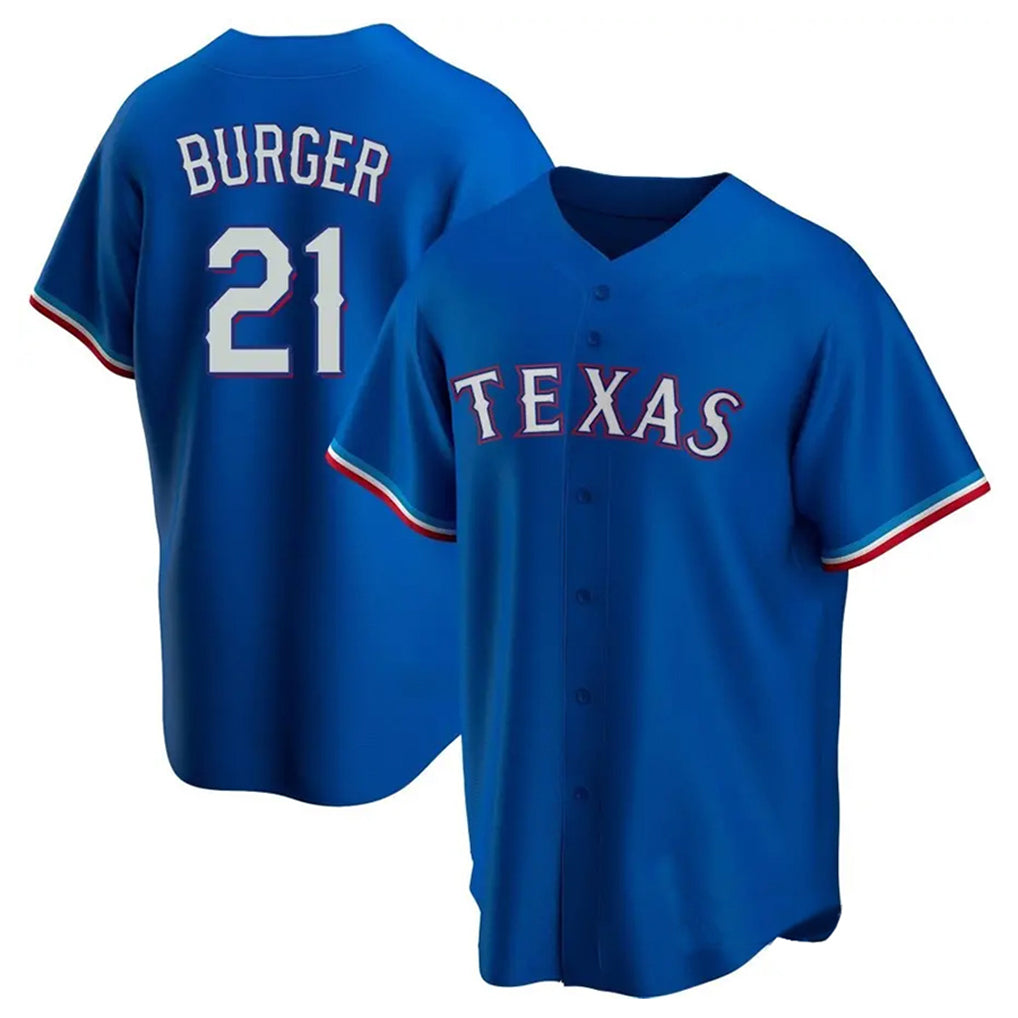 T.Rangers #21 Jake Burger Player Royal Home Replica Game Hdoa Stitched Jerseys