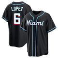 M.Marlins #6 Otto Lopez Player Black Fashion Out Home Game Hdoa Stitched Jerseys