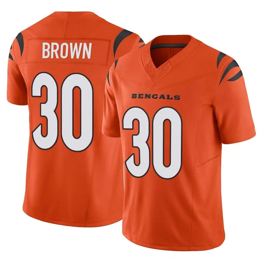 C.Bengals #30 Chase Brown Player Orange Vapor F.U.S.E. Limited Home Game Hdoa Stitched Jerseys