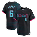 M.Marlins #6 Otto Lopez Player Black City Connect Home Limited Hdoa Stitched Jerseys