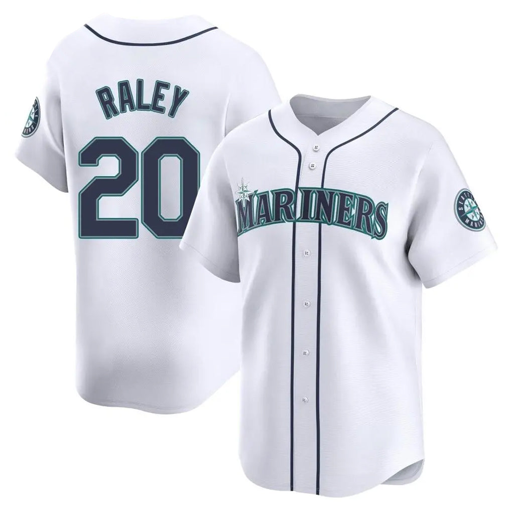 S.Mariners #20 Luke Raley Player White Home Limited Hdoa Stitched Jerseys