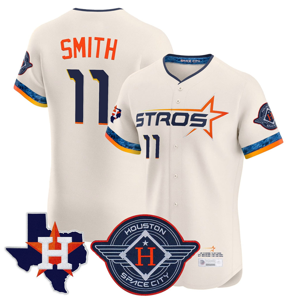 H.Astros #11 Cam Smith Player Cream City Connect Texas Patch Vapor Premier Limited Elite Home Hdoa Stitched Jerseys