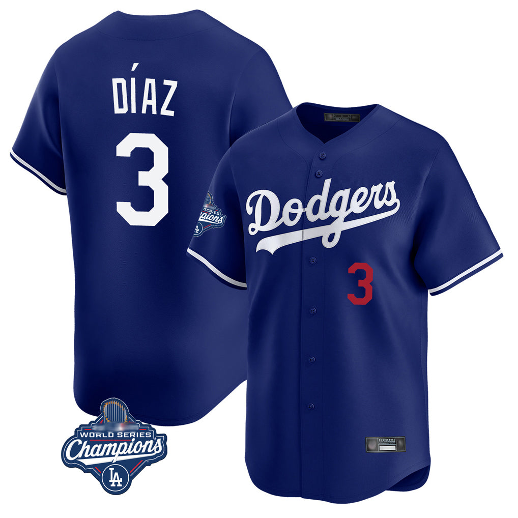 LA.Dodgers #3 Edwin D¨ªaz Player Royal World Series Meet Limited Home Hdoa Stitched Jerseys