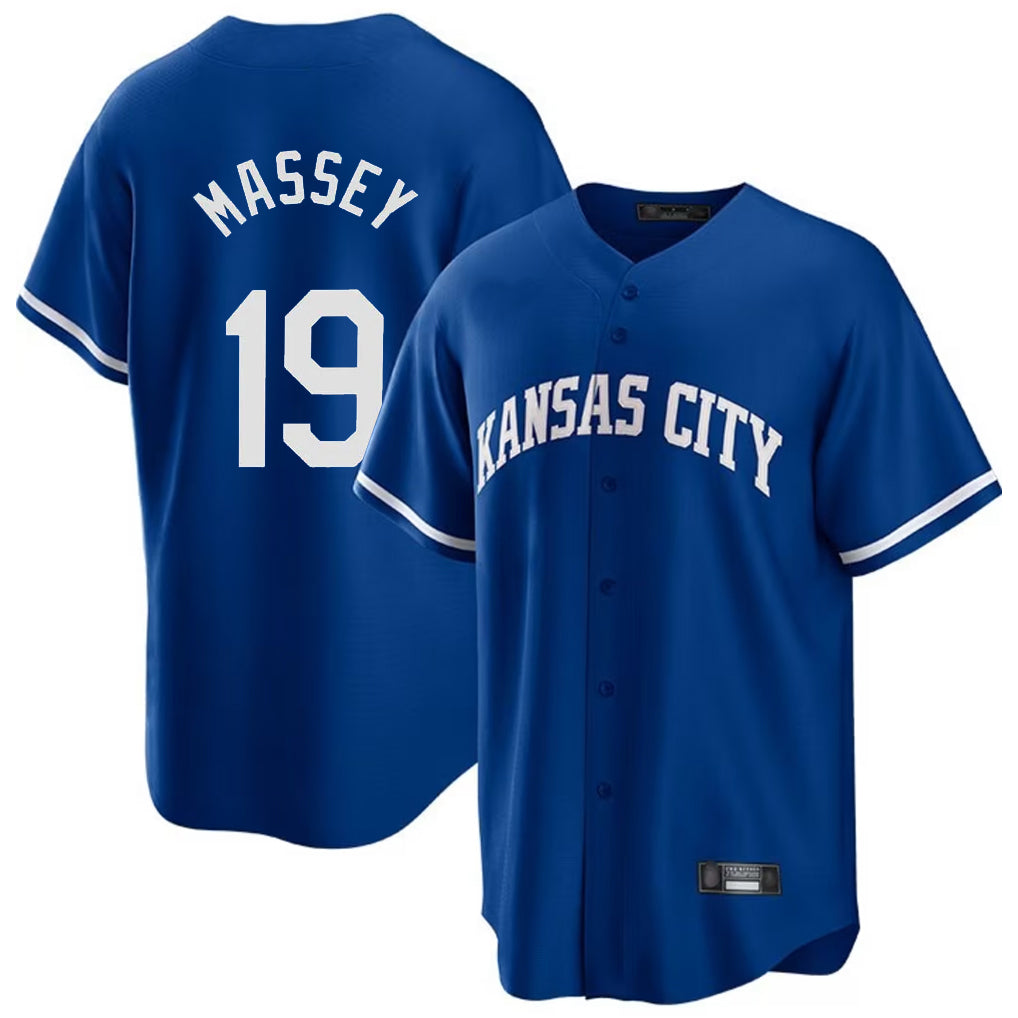 KC.Royals #19 Michael Massey Player Royal Game Home Hdoa Stitched Jerseys