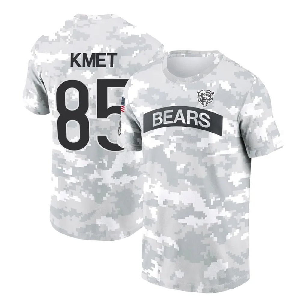C.Bears #85 Cole Kmet Player Arctic Camo Salute to Service Performance T-Shirt Limited Hdoa Stitched Jerseys