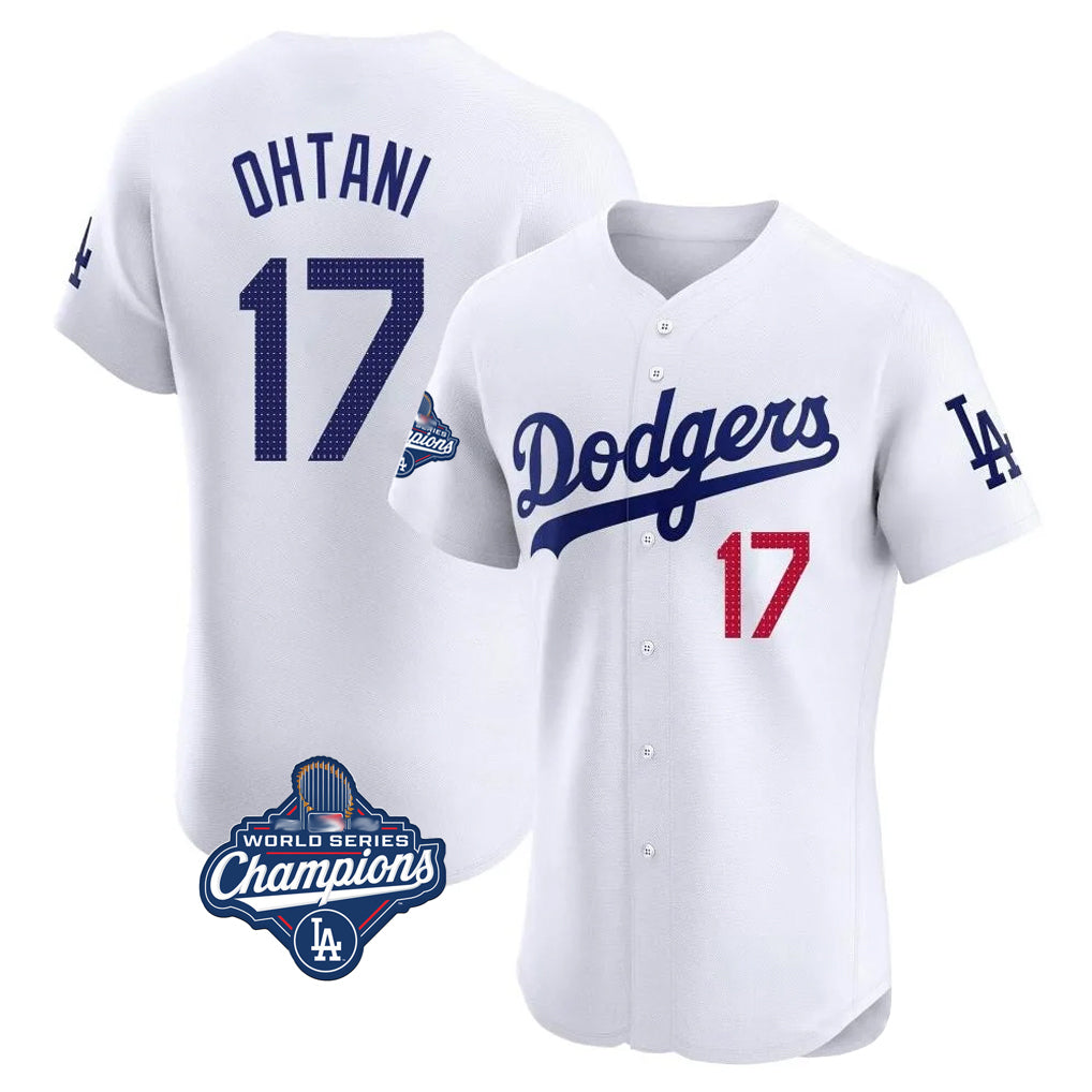 LA.Dodgers #17 Shohei Ohtani Player White World Series Meet Limited Elite Home Hdoa Stitched Jerseys