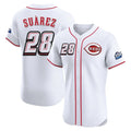 C.Reds #28 Eugenio Su¨¢rez Player White Speedway Classic Limited Elite Home Hdoa Stitched Jerseys