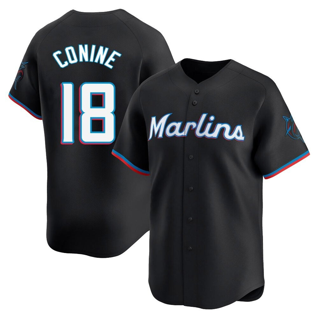 M.Marlins #18 Griffin Conine Player Black  Home Limited Hdoa Stitched Jerseys