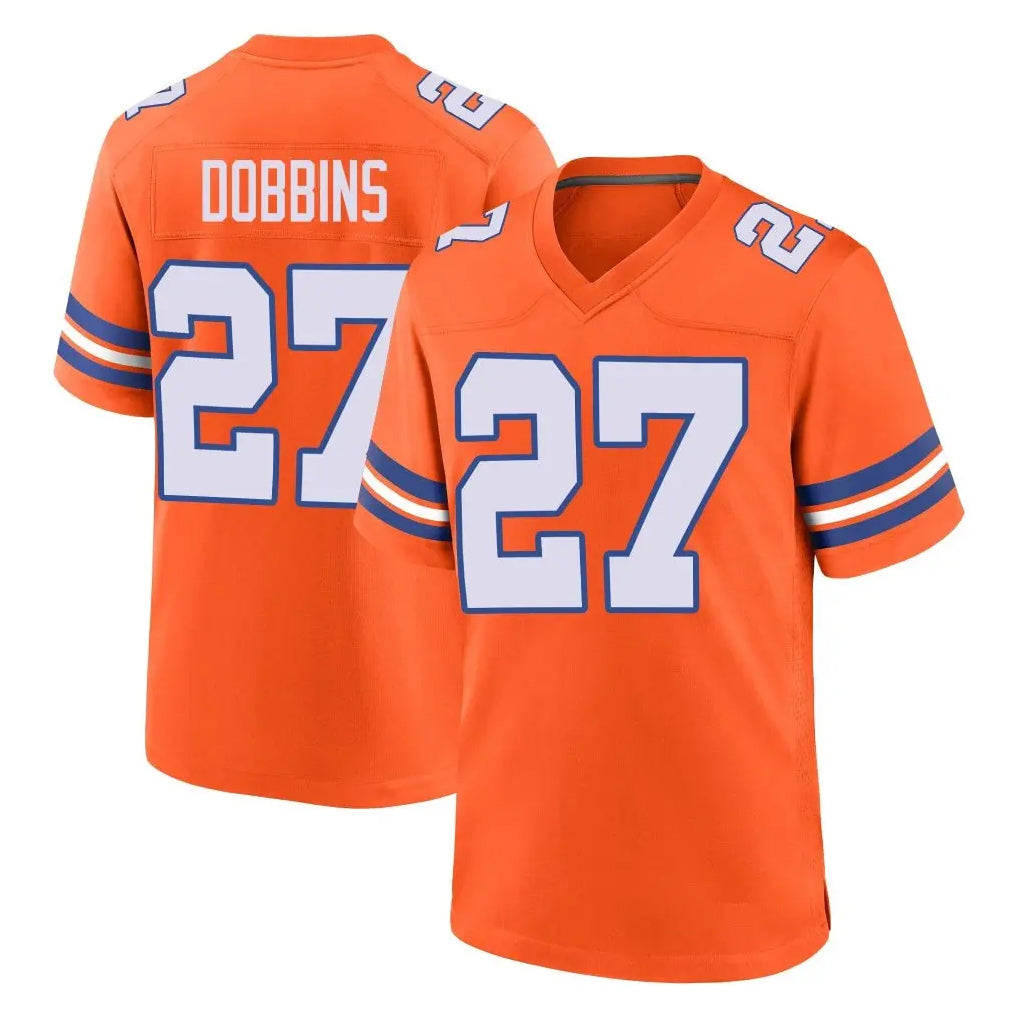 D.Broncos #27 J.K. Dobbins Player Orange Alternate Collection Throwback Game Hdoa Stitched Jerseys