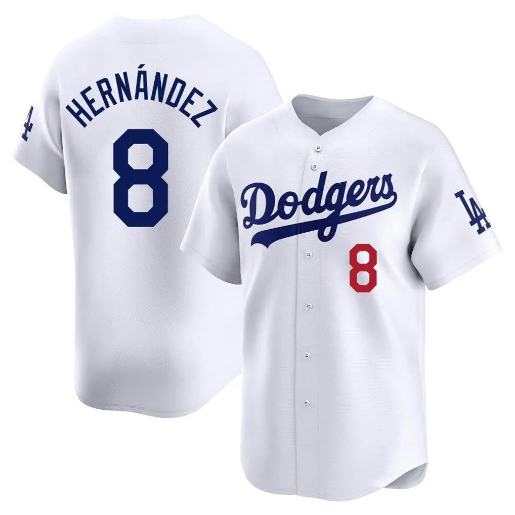 LA.Dodgers #8 Enrique Hern¨¢ndez Player White Limited Home Hdoa Stitched Jerseys