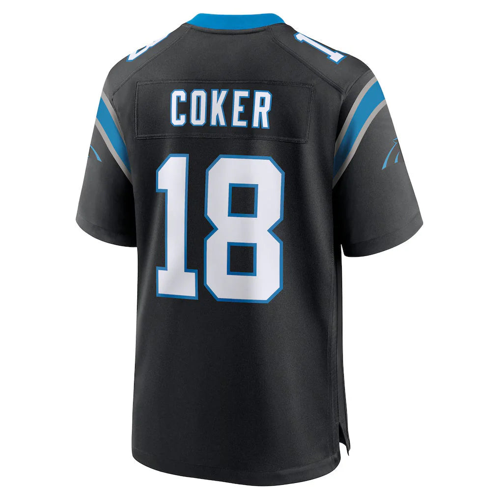 C.Panthers #18 Jalen Coker Player Black Home Game Hdoa Stitched Jerseys