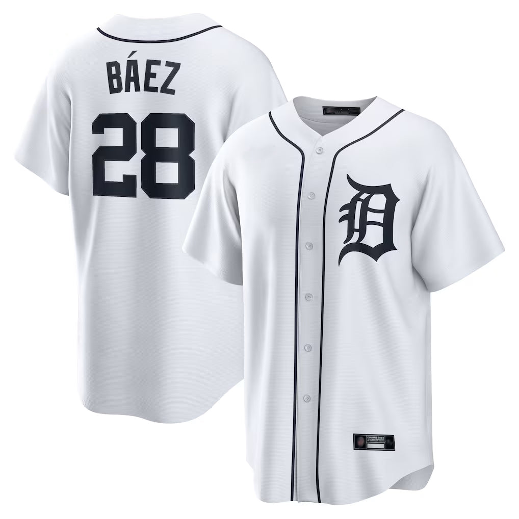 D.Tigers #28 Javier B¨¢ez Player White Home Game Hdoa Stitched Jerseys