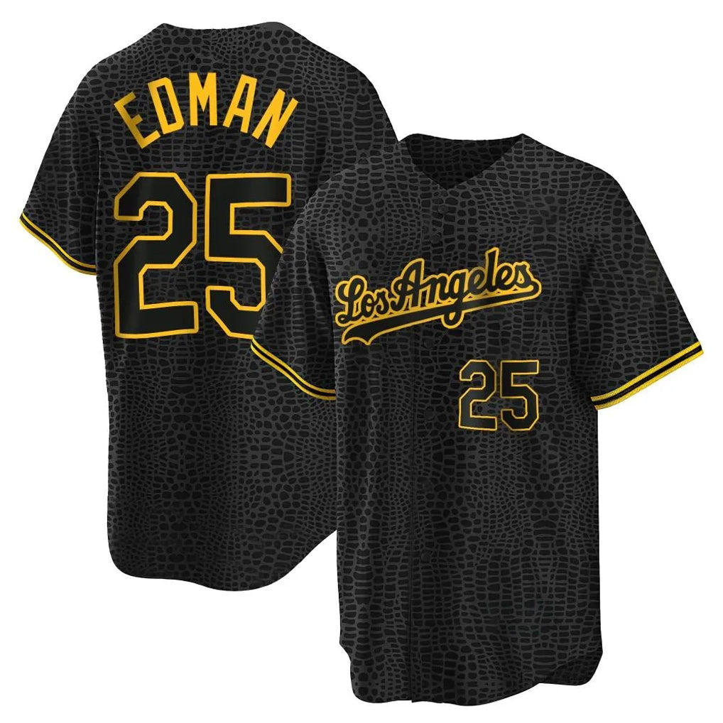 LA.Dodgers #25 Tommy Edman Player Black Snake Skin City Game Home Hdoa Stitched Jerseys