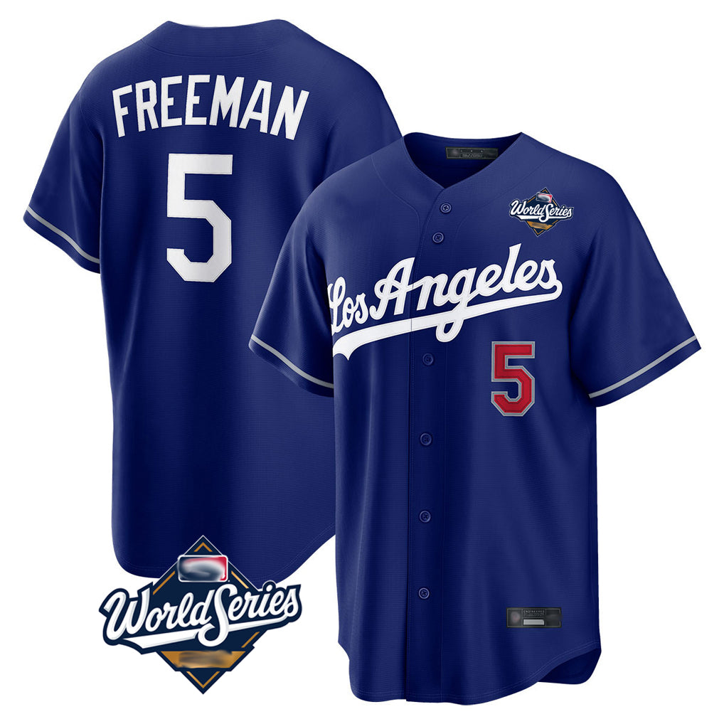 LA.Dodgers #5 Freddie Freeman Player Royal World Series Game Home Hdoa Stitched Jerseys