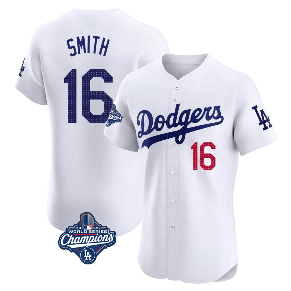 LA.Dodgers #16 Will Smith Player White World Series Meet Limited Elite Home Hdoa Stitched Jerseys