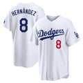 LA.Dodgers #8 Enrique Hern¨¢ndez Player White Home Game Hdoa Stitched Jerseys