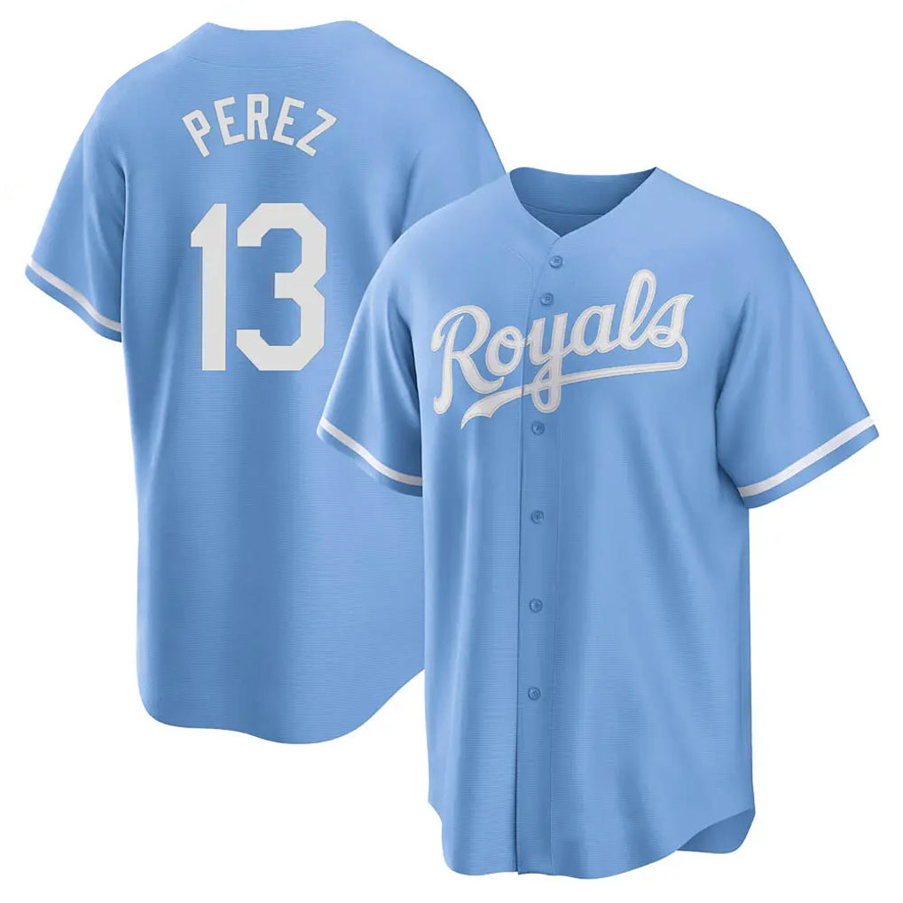KC.Royals #13 Salvador Perez Player Light Blue Home Game Hdoa Stitched Jerseys