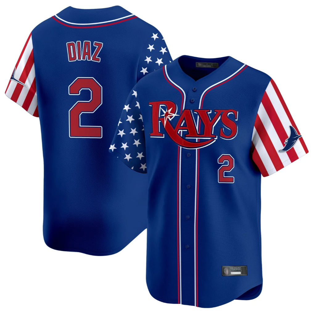 T.Bay Rays #2 Yandy Diaz Player Royal 2025 Independence Day Vapor Premier Limited Hdoa Stitched Jerseys