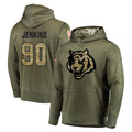 C.Bengals #90 Kris Jenkins Jr Player Olive Salute to Service Pullover Hoodies Home Game Hdoa Stitched Jerseys