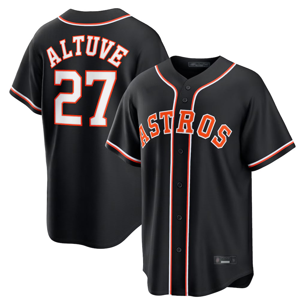 H.Astros #27 Jose Altuve Player Black Fashion Out Home Game Hdoa Stitched Jerseys