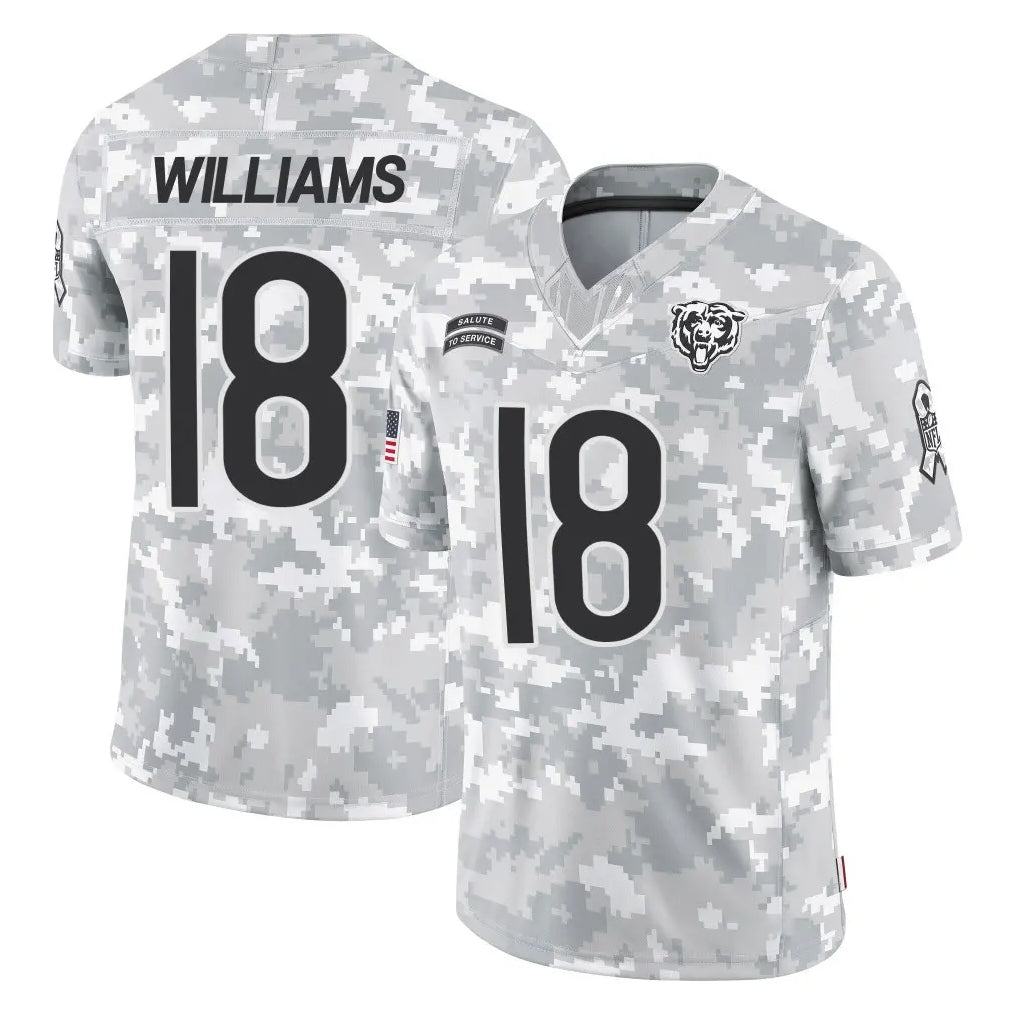C.Bears #18 Caleb Williams Player Arctic Camo Salute to Service Limited Hdoa Stitched Jerseys