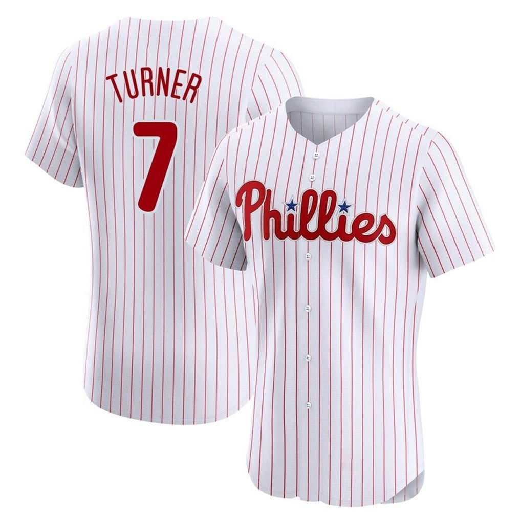 P.Phillies #7 Trea Turner Player White Pinstripe Phillies & Eagles Vapor Premier Limited Elite Hdoa Stitched Jerseys