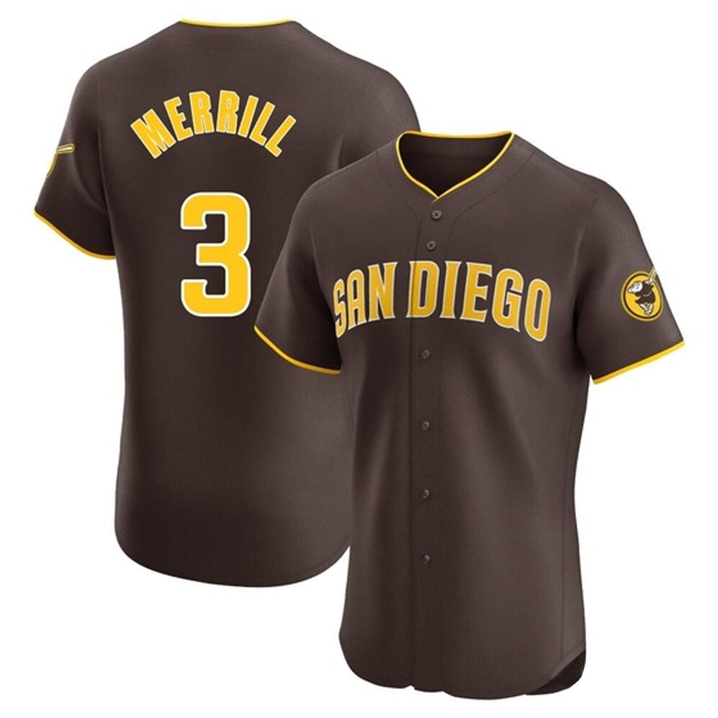 S.Diego Padres #3 Jackson Merrill Player Brown Home Limited Elite Hdoa Stitched Jerseys