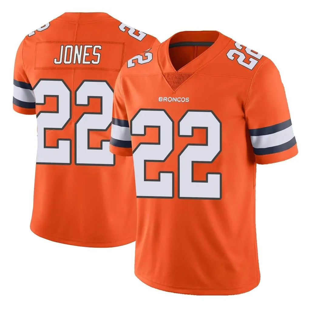 D.Broncos #22 Brandon Jones Player Orange Vapor Untouchable Limited Home Game Hdoa Stitched Jerseys