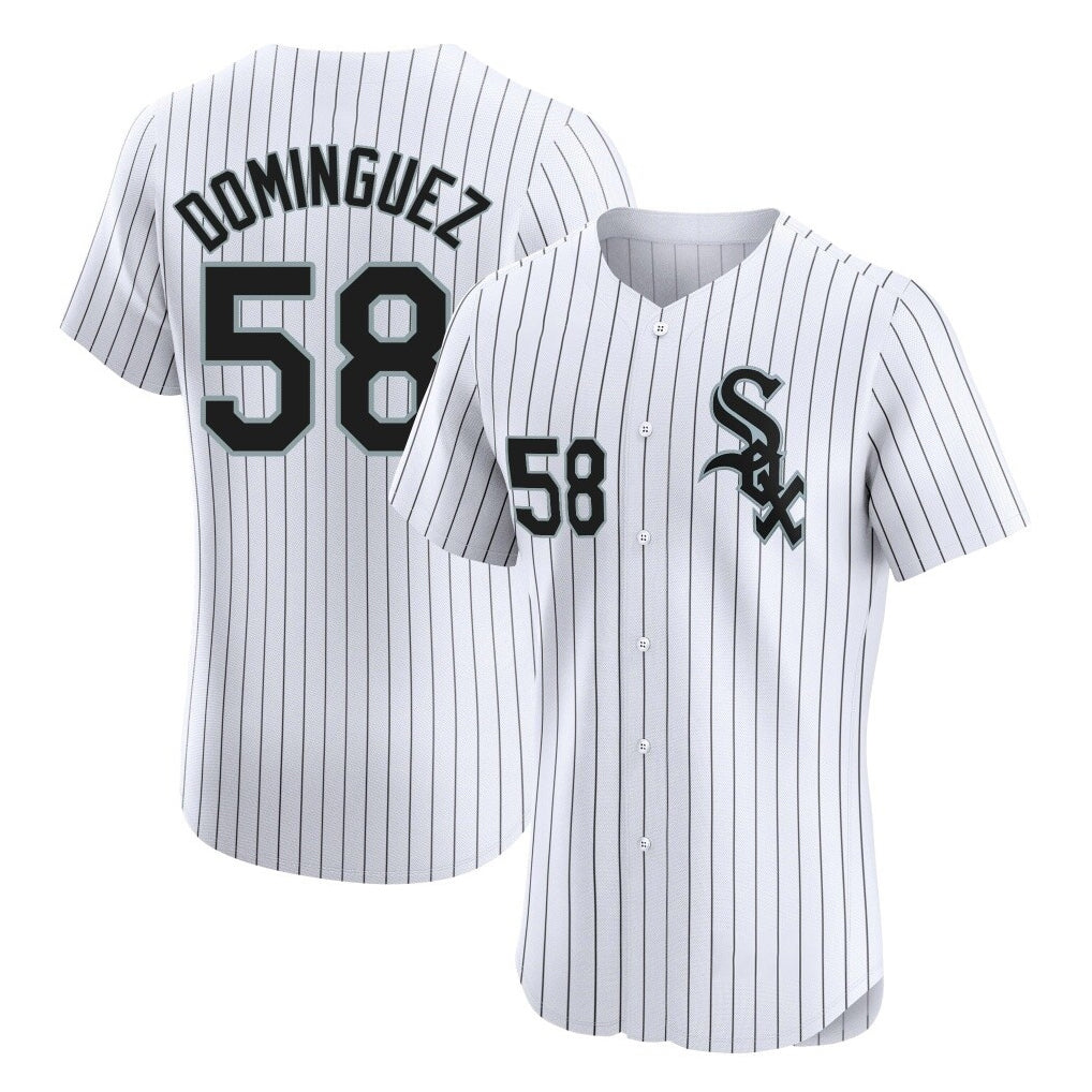 C.White Sox #58 Seranthony Dom¨ªnguez Player White Stripe Limited Elite Home Hdoa Stitched Jerseys