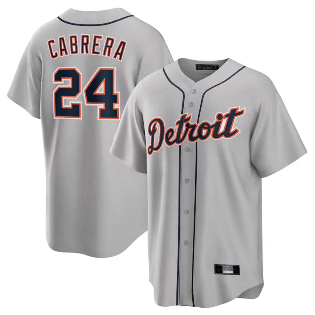 D.Tigers #24 Miguel Cabrera Player Gray Home Game Hdoa Stitched Jerseys