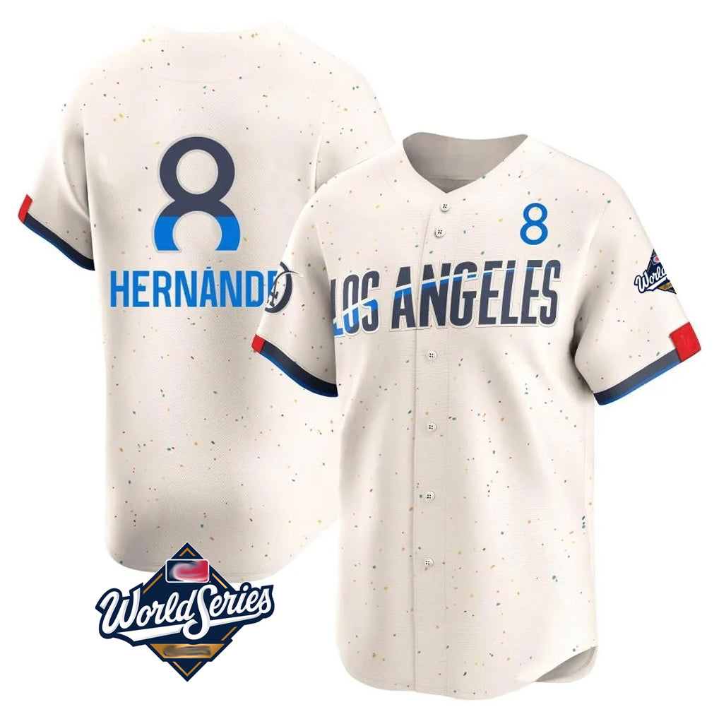LA.Dodgers #8 Enrique Hern¨¢ndez Player Cream World Series City Connect Limited Home Hdoa Stitched Jerseys
