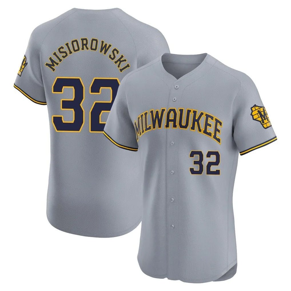 M.Brewers #32 Jacob Misiorowski Player Gray Home Limited Elite Hdoa Stitched Jerseys