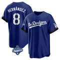 LA.Dodgers #8 Enrique Hern¨¢ndez Player Royal World Series Meet City Connect Home Game Hdoa Stitched Jerseys