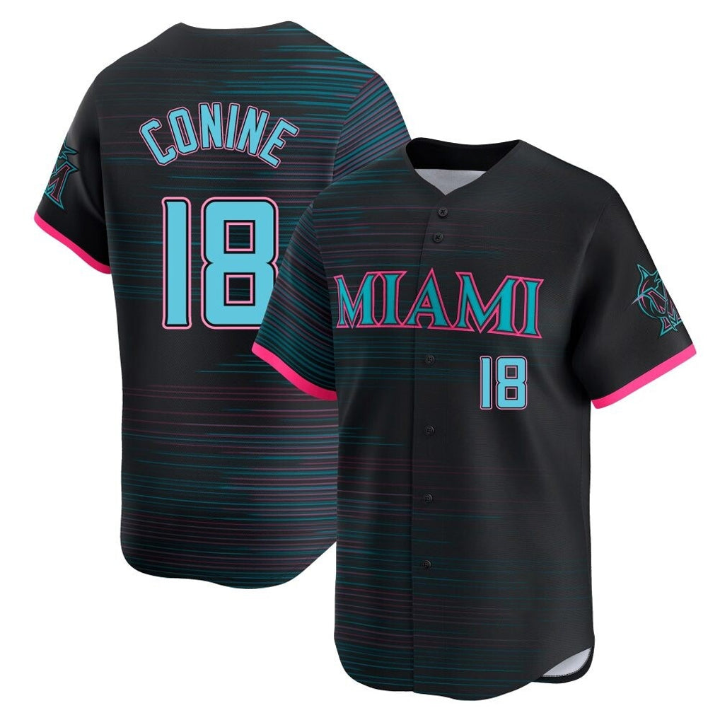 M.Marlins #18 Griffin Conine Player Black City Connect Home Limited Hdoa Stitched Jerseys