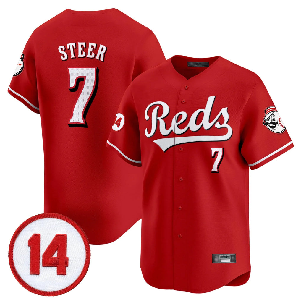 C.Reds #7 Spencer Steer Player Red Vapor Premier Limited Home Hdoa Stitched Jerseys