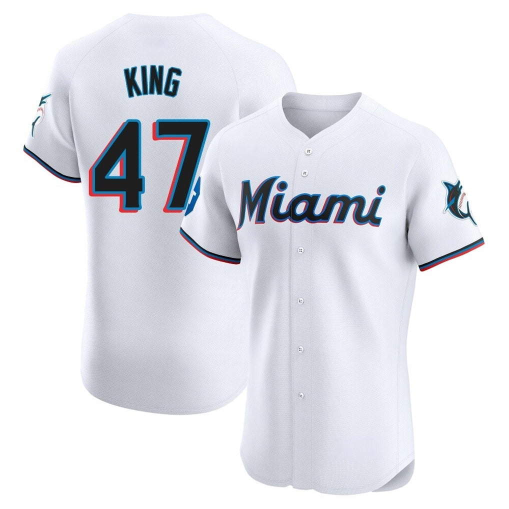 M.Marlins #47 John King Player White  Home Limited Elite Hdoa Stitched Jerseys