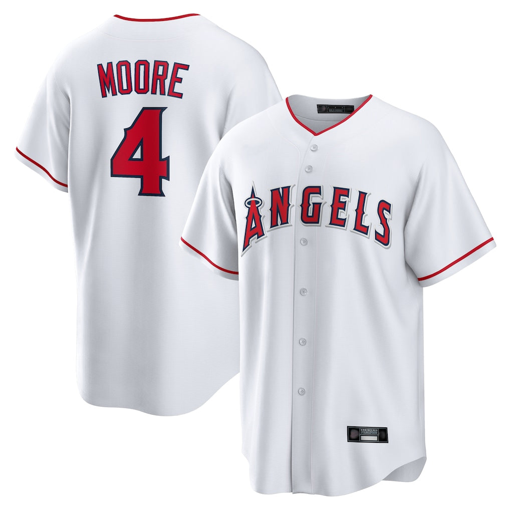LA.Angels #4 Christian Moore Player White Home Game Hdoa Stitched Jerseys