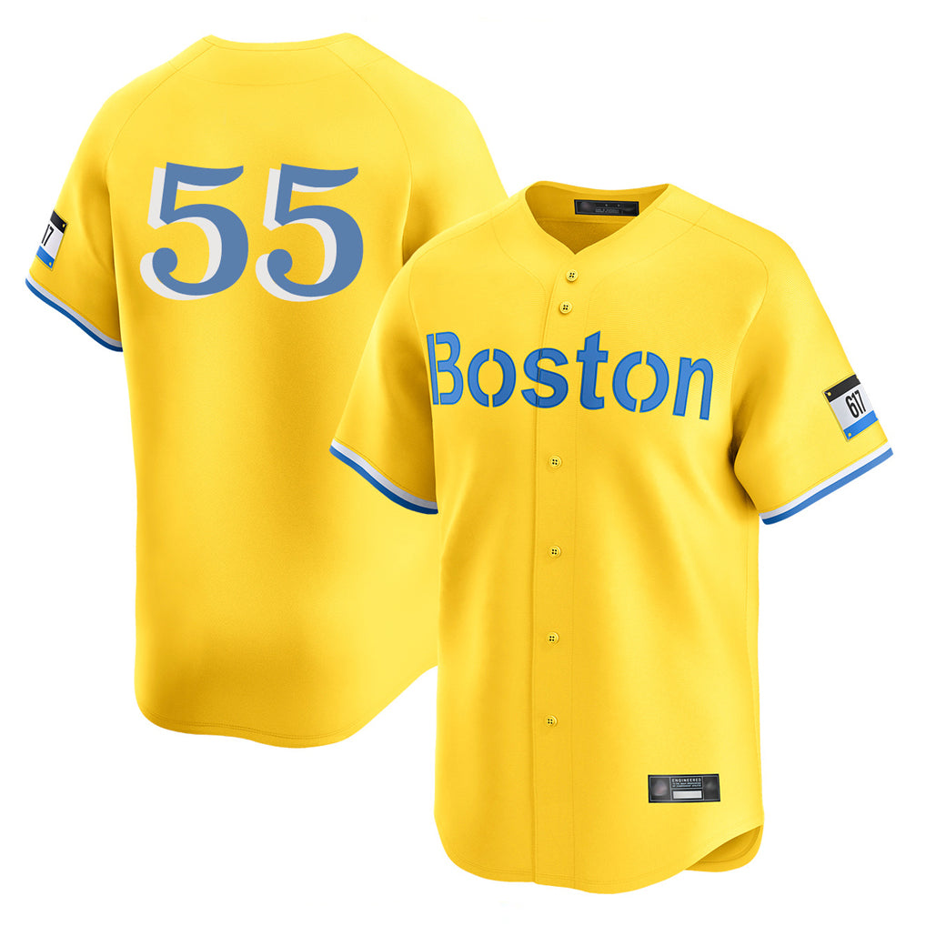 B.Red Sox #55 Ranger Su¨¢rez Player Yellow Limited Home Game Hdoa Stitched Jerseys