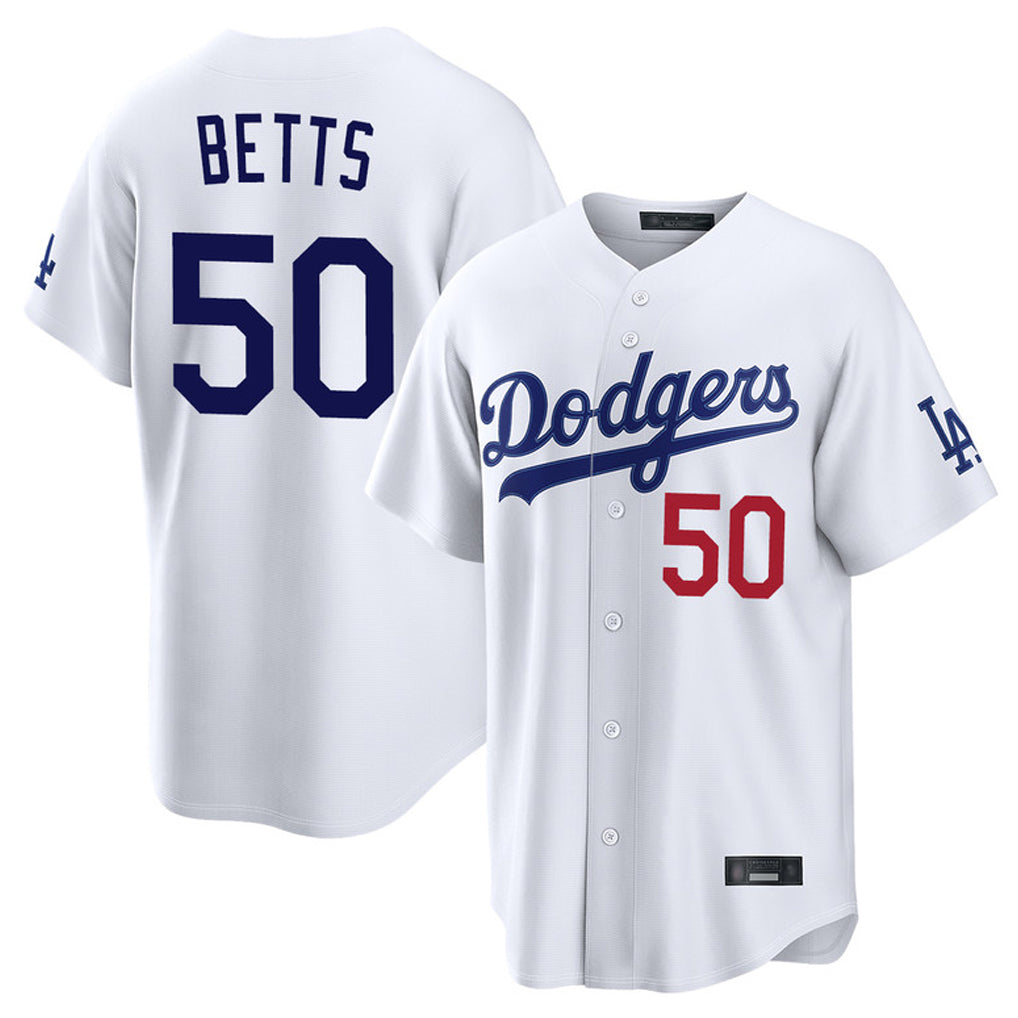 LA.Dodgers #50 Mookie Betts Player White Home Game Hdoa Stitched Jerseys