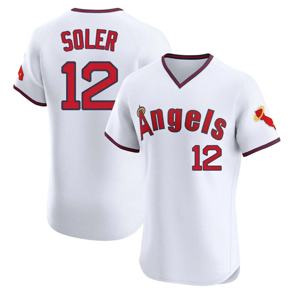 LA.Angels #12 Jorge Soler Player White T-shirt Home Limited Elite Hdoa Stitched Jerseys