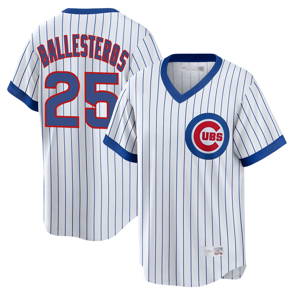 C.Cubs #25 Mois¨¦s Ballesteros Player White T-shirt Cooperstown Collection Limited Hdoa Stitched Jerseys