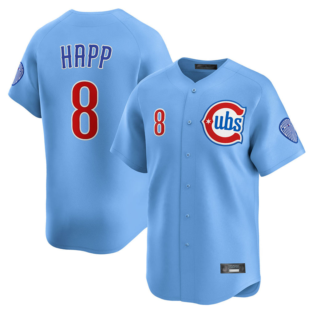 C.Cubs #8 Ian Happ Player Light Blue Limited Home Hdoa Stitched Jerseys