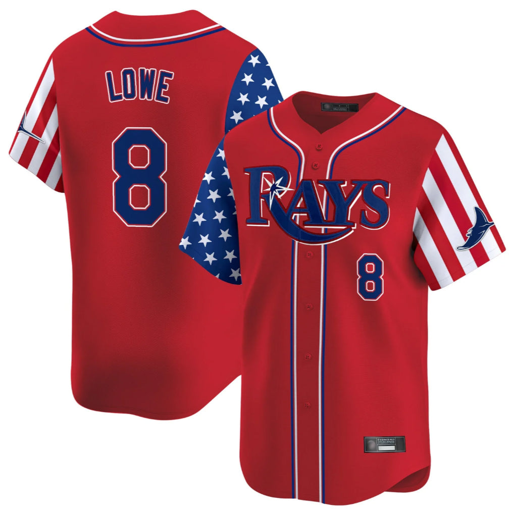 T.Bay Rays #8 Brandon Lowe Player Red 2025 Independence Day Vapor Premier Limited Hdoa Stitched Jerseys